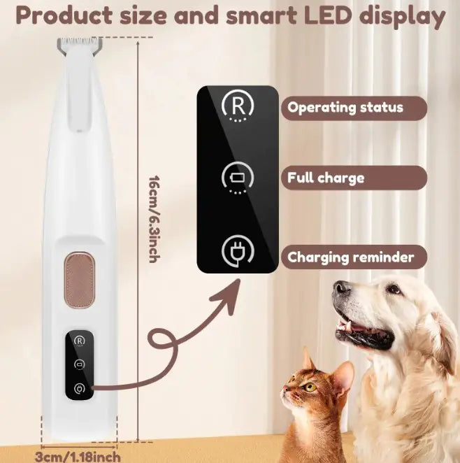 Tondeuse pour pattes d'animaux avec lumière LED