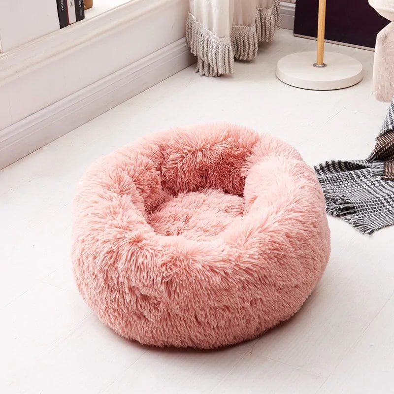 Lit rond en peluche pour chien